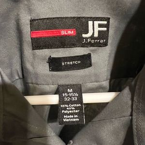 J. Ferrar Slim Fit Dress Shirt Steele Grey Size Medium